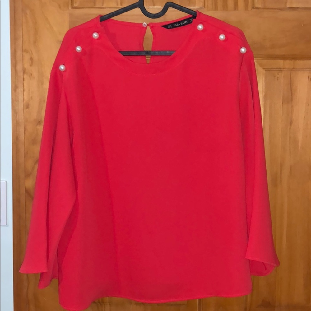 Red Shirt with Pearls